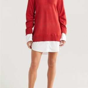 En Saison Women's Red Crewneck Sweater